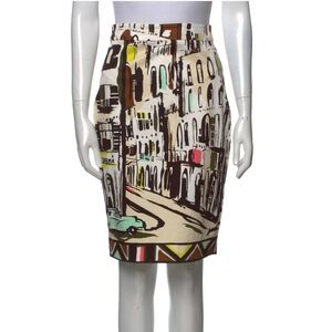 Kate Spade New York Stylish Cityscape Print Pencil Skirt Size: 0